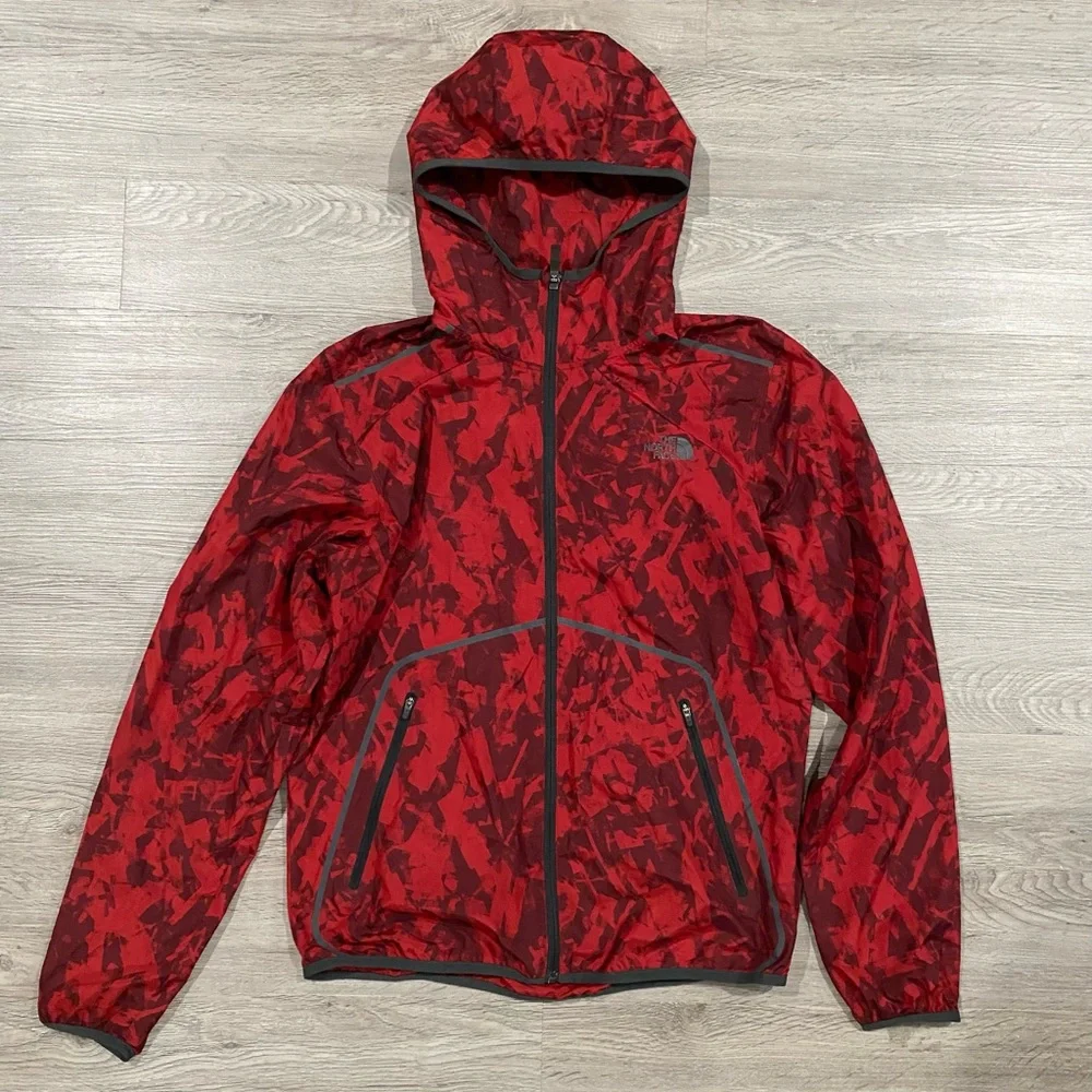 Men's‎ Red The North Face Mountain Athletics Hooded Windbreaker Geometric Jacket